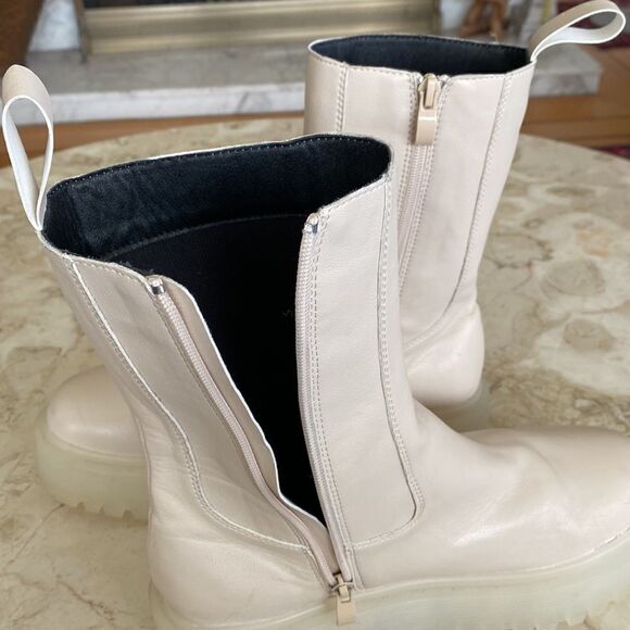 Shein Platform Boots Minimalist Blush Pink Faux Leather - Picture 13 of 15